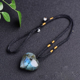 Buddha Gift Labradorite Love Heart Support Necklace Pendant
