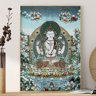 Buddha Gift Tibetan Embroidery White Tara Thangka Tapestry Wall Hanging Wall Art Meditation for Home Decor
