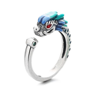 Buddha Gift 925 Sterling Silver Year Of The Dragon Luck Protection Adjustable Metal Ring
