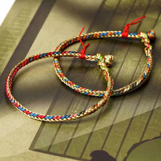 Buddha Gift 925 Sterling Silver Fu Character Zongzi Pattern Multicolored String Luck Handmade Braided Bracelet