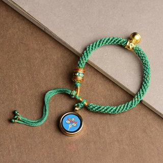 Buddha Gift Tibetan Five God Of Wealth Thangka Luck Prayer Wheel Bell Braid String Bracelet
