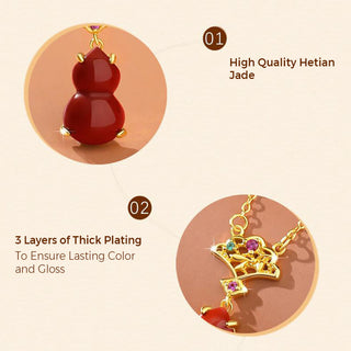Buddha Gift 925 Sterling Silver Red Agate Gourd Auspicious Clouds Confidence Bracelet Necklace Pendant Earrings Set