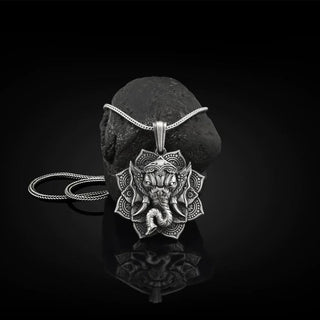 Buddha Gift Pure Tin Ganesh Ganpati Elephant Protection Amulet Necklace Pendant