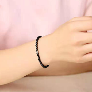Buddha Gift Natural Black Obsidian Smoky Quartz Purification Strength Bracelet