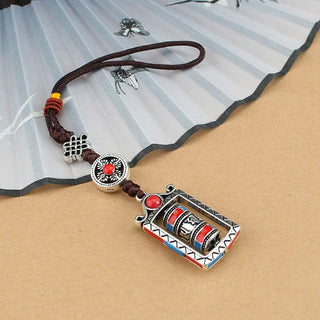 Buddha Gift Six True Words Prayer Wheel Rotation Knot Blessing Keychain Decoration