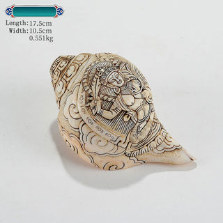 Buddha Gift Tibetan Handmade Engraved Shankha Buddha Avalokitesvara Conch Shell Wealth Decoration
