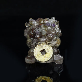 Buddha Gift Handmade Cute PiXiu Gold Coin Crystal Fengshui Energy Wealth Fortune Home Decoration