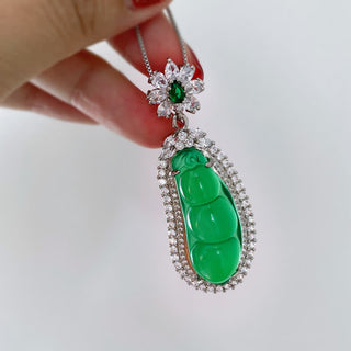 Buddha Gift Fortune Bean Cyan Jade Luck Necklace Pendant