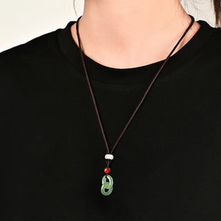 Buddha Gift Natural Hetian Cyan Jade White Jade Double Peace Buckle Success Necklace Pendant