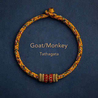 Buddha Gift Tibet Handmade Chinese Zodiac Natal Buddha Luck Strength Braided String Bracelet