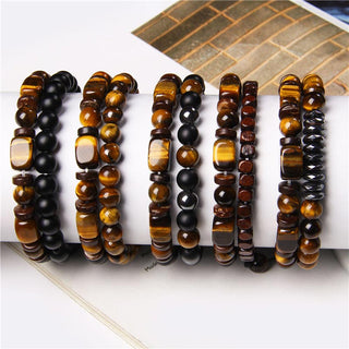 Buddha Gift Tiger Eye Frosted Stone Hematite Courage Bracelet