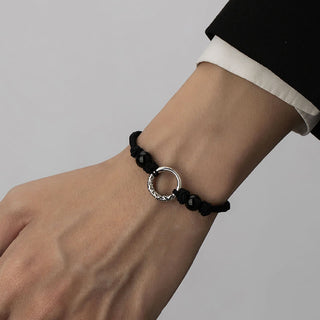 Buddha Gift 925 Sterling Silver Black Onyx Peace Buckle Protection Bracelet