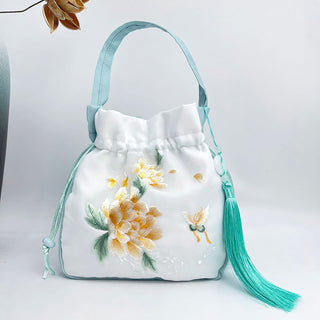 Buddha Gift Suzhou Embroidery Rabbit Lotus Epiphyllum Peony Magnolia Silk Tote Crossbody Bag Shoulder Bag Handbag