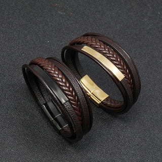 Buddha Gift Simple Design Titanium Steel Leather Luck Bracelet