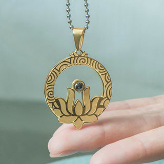 Buddha Gift Lotus Titanium Steel Enlightenment Projection Shurangama Mantra Necklace Pendant