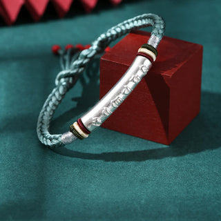 Buddha Gift 999 Sterling Silver Om Mani Padme Hum Protection Strength String Bracelet