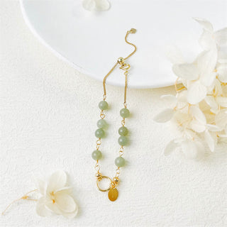 Buddha Gift Unique Natural Hetian Jade 14K Gold filled Luck Beaded Bracelet