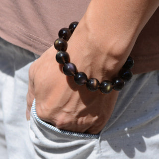 Buddha Gift Natural Rainbow Obsidian Positive Bracelet