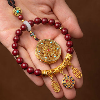 Buddha Gift Natural Cinnabar Wish Ruyi Peace Blessing Car Hanging Decoration