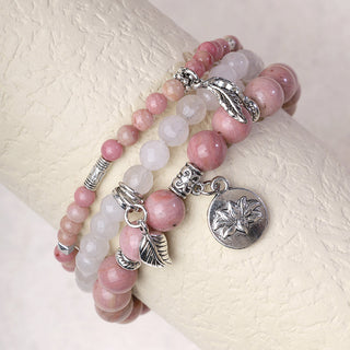 Buddha Gift 3PCS Natural Quartz Crystal Beaded Healing Energy Lotus Bracelet