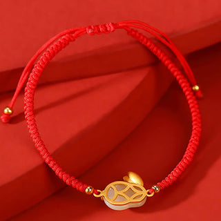 Buddha Gift 925 Sterling Silver Year of the Rabbit Hetian White Jade Luck Red String Protection Bracelet