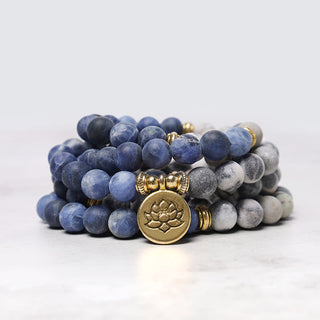 Buddha Gift 108 Natural Stone Mala Bead Lotus Pendant Bracelet