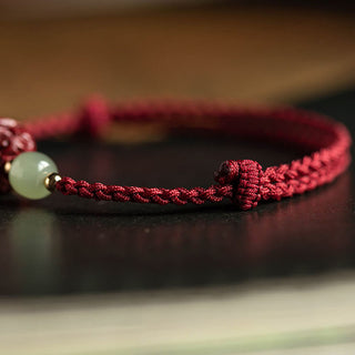 Buddha Gift Natural Cinnabar Chinese Zodiac Hetian Jade Fu Character Luck Rope Bracelet