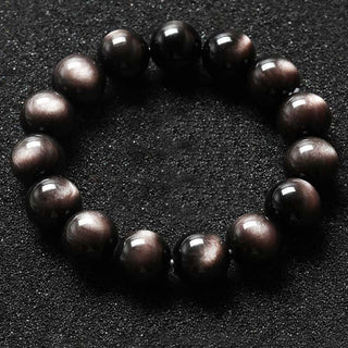 Buddha Gift Natural Silver Sheen Obsidian Soothing Protection Bracelet
