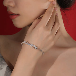 Buddha Gift 925 Sterling Silver Year of the Dragon Design Luck Metal Cuff Bracelet Bangle