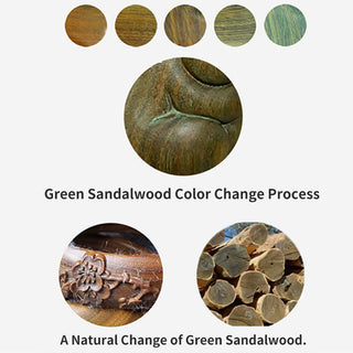 Buddha Gift Green Sandalwood Small Mini Cute Lucky Cat Peace Decorations