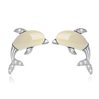 Buddha Gift 925 Sterling Silver Cute Dolphin Hetian Jade Red Agate Luck Necklace Pendant Ring Earrings Set