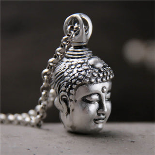 Buddha Gift 999 Sterling Silver Buddha Demon Serenity Necklace Pendant