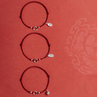 Buddha Gift 925 Sterling Silver Lucky Fortune Peace Joy Lotus Peace Buckle Red String Bracelet