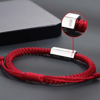 Buddha Gift 925 Sterling Silver Letter Engraving Blessing String Bracelet