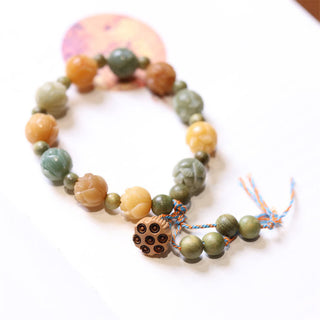 Buddha Gift Bodhi Seed Lotus Green Sandalwood Wisdom Harmony Bracelet