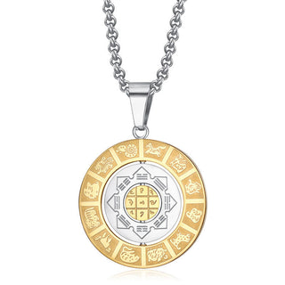 Buddha Gift Chinese Zodiac Nine Palaces Eight Diagrams Bagua Amulet Harmony Necklace Rotatable Pendant