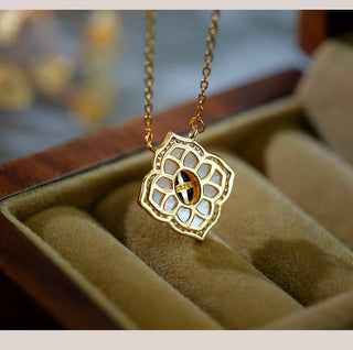 Buddha Gift 925 Sterling Silver Tridacna Stone Lazurite Prismatic Design Blessing Earrings Necklace Pendant Jewelry Set