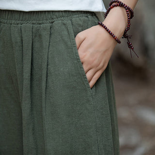 Buddha Gift Retro Wide Leg Pants Casual Women's Yoga Pants With Pockets