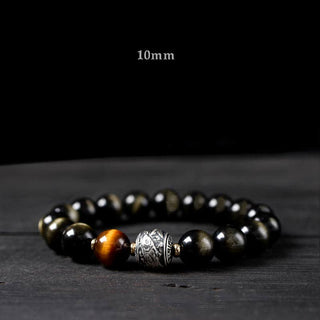 Buddha Gift To Experience a Reversal of Fortune Rainbow Obsidian Gold Sheen Obsidian Protection Bracelet