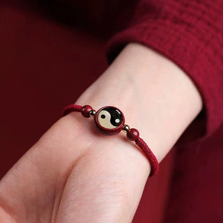 Buddha Gift Lucky Cinnabar Red String Yin Yang Symbol Bagua Blessing Bracelet