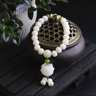 Buddha Gift Lotus Natural White Bodhi Seed Luck Bracelet