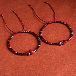 Buddha Gift Garnet Cinnabar PiXiu Blessing Calm String Bracelet