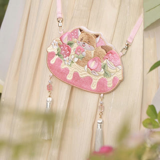 Buddha Gift Embroidery Lucky Panda Cat Shiba Inu Deer Rabbit Fox Flower Cute Animal Hanfu Bag Crossbody Bag Shoulder Bag