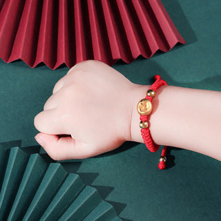 Buddha Gift 999 Sterling Silver Apple Red Multicolored Rope Luck Protection Handcrafted Kids Bracelet