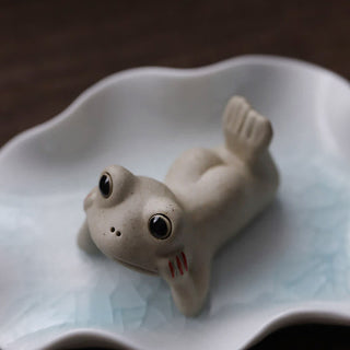 Buddha Gift Meditating Ceramic Small Frog Statue Decoration
