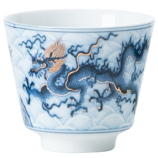 Buddha Gift Small Blue And White Dragon Pattern Ceramic Teacup Kung Fu Tea Cups 45ml