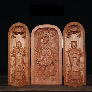 Buddha Gift Avalokitesvara Kwan Yin Buddha Cherry Wood Compassion Home Decoration Altar