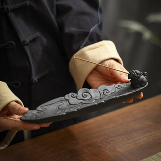 Buddha Gift Auspicious Clouds Pixiu Healing Ceramic Stick Incense Burner Decoration