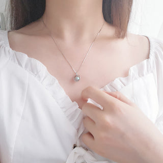 Buddha Gift 925 Sterling Silver Moonstone Love Planet Rotatable Pattern Necklace Pendant