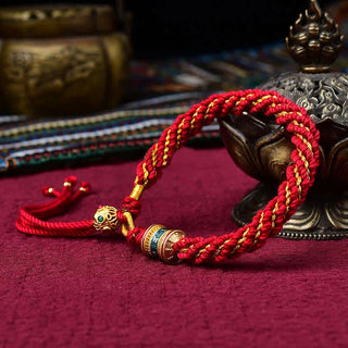 Buddha Gift Tibetan Handmade Luck Thangka Prayer Wheel Charm Weave String Bracelet